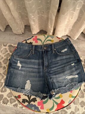 aerie Dark Blue Distressed Denim Shorts